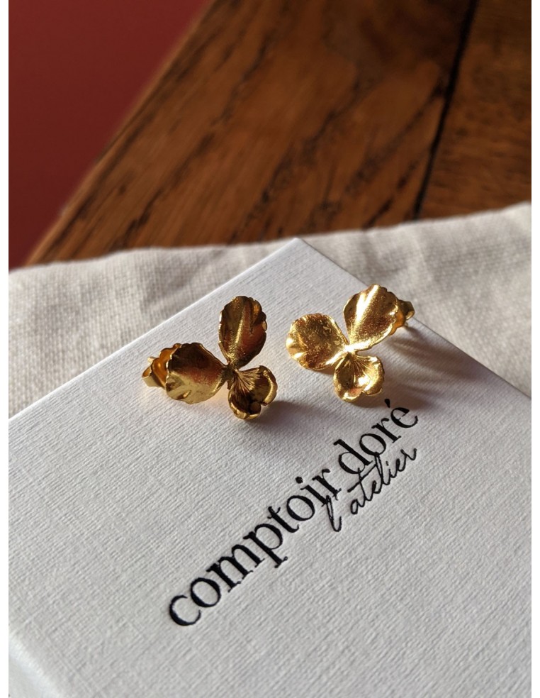 Boucles d'oreilles pensée Grace - made in France - Comptoir Doré