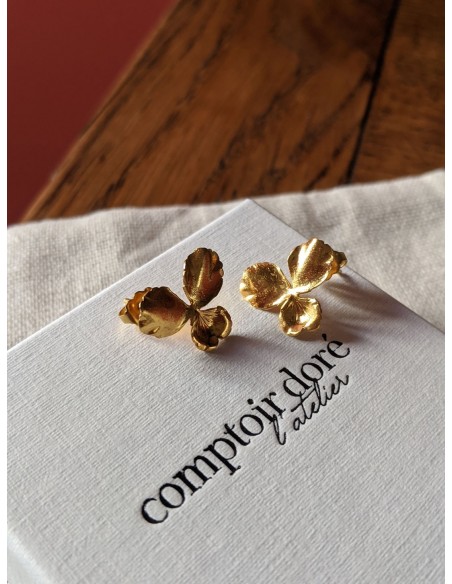 Boucles d'oreilles pensée Grace - made in France - Comptoir Doré
