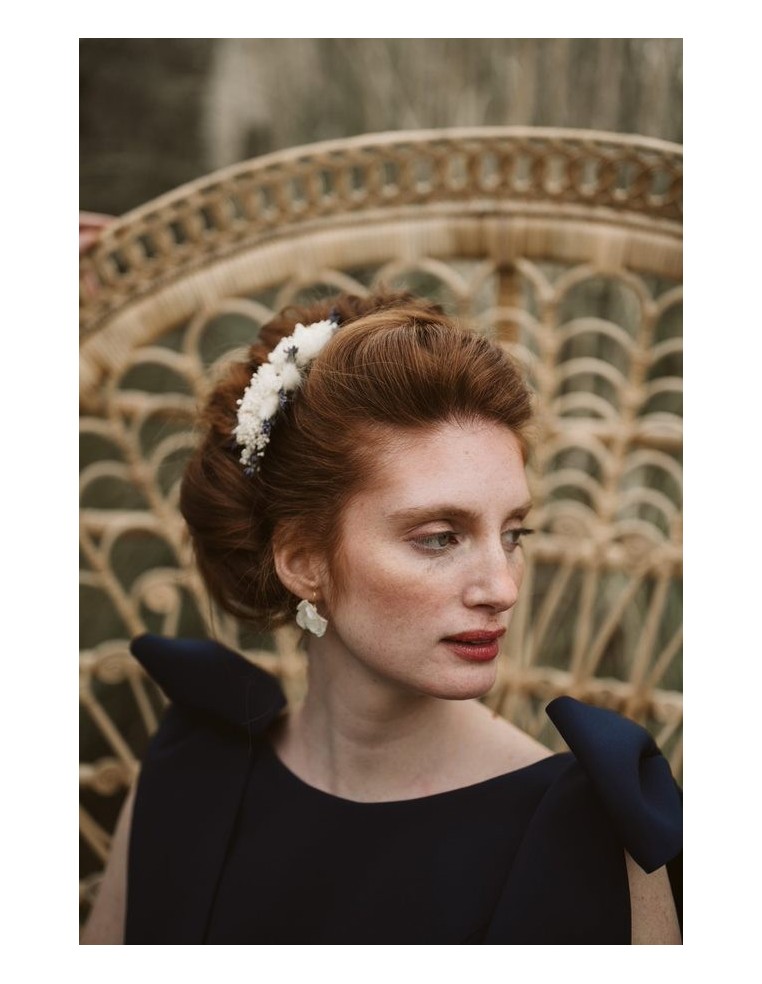 Peigne fleurs séchées blanc et lavande - L'Atelier de Clotilde - Comptoir Doré