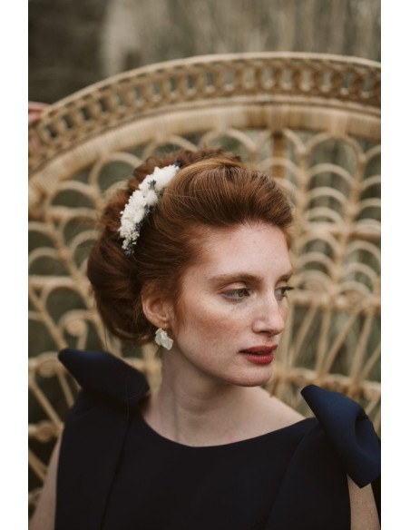 Peigne fleurs séchées blanc et lavande - L'Atelier de Clotilde - Comptoir Doré