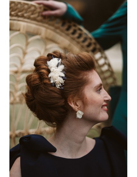 Peigne fleurs séchées blanc et lavande - L'Atelier de Clotilde - Comptoir Doré