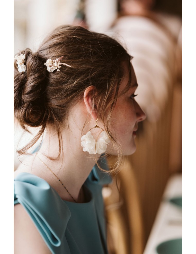 Pic à cheveux mariée fleurs séchées - L'Atelier de Clotilde - Comptoir Doré