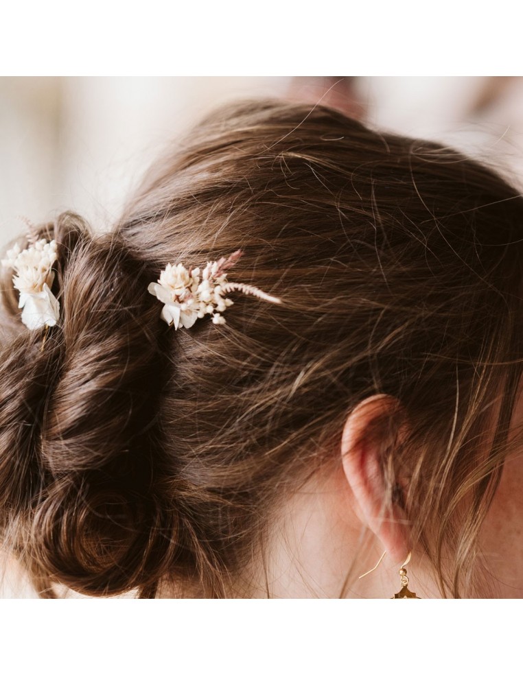 Pic à cheveux mariée fleurs séchées - L'Atelier de Clotilde - Comptoir Doré
