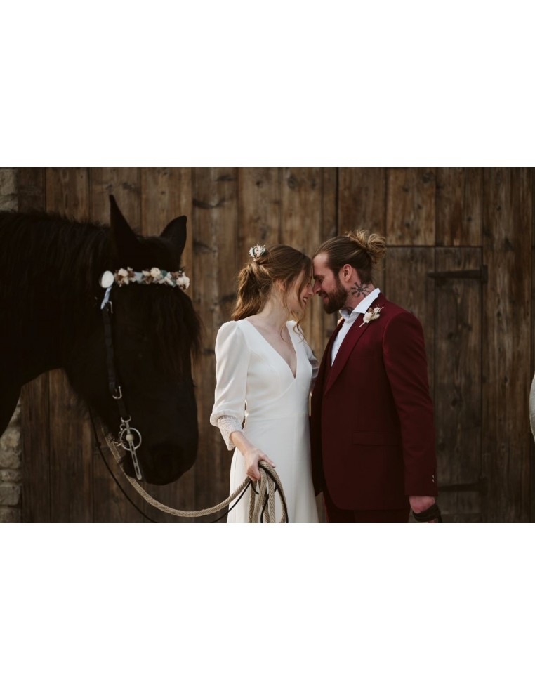 Boutonnière marié fleurs séchées - L'Atelier de Clotilde - Comptoir Doré