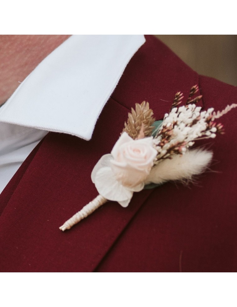 Boutonnière marié fleurs séchées - L'Atelier de Clotilde - Comptoir Doré