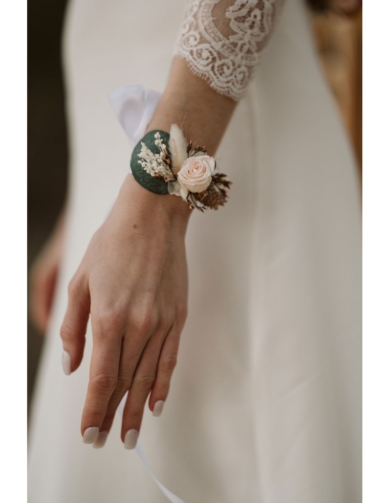 Bracelet mariée fleurs stabilisées - L'Atelier de Clotilde - Comptoir Doré