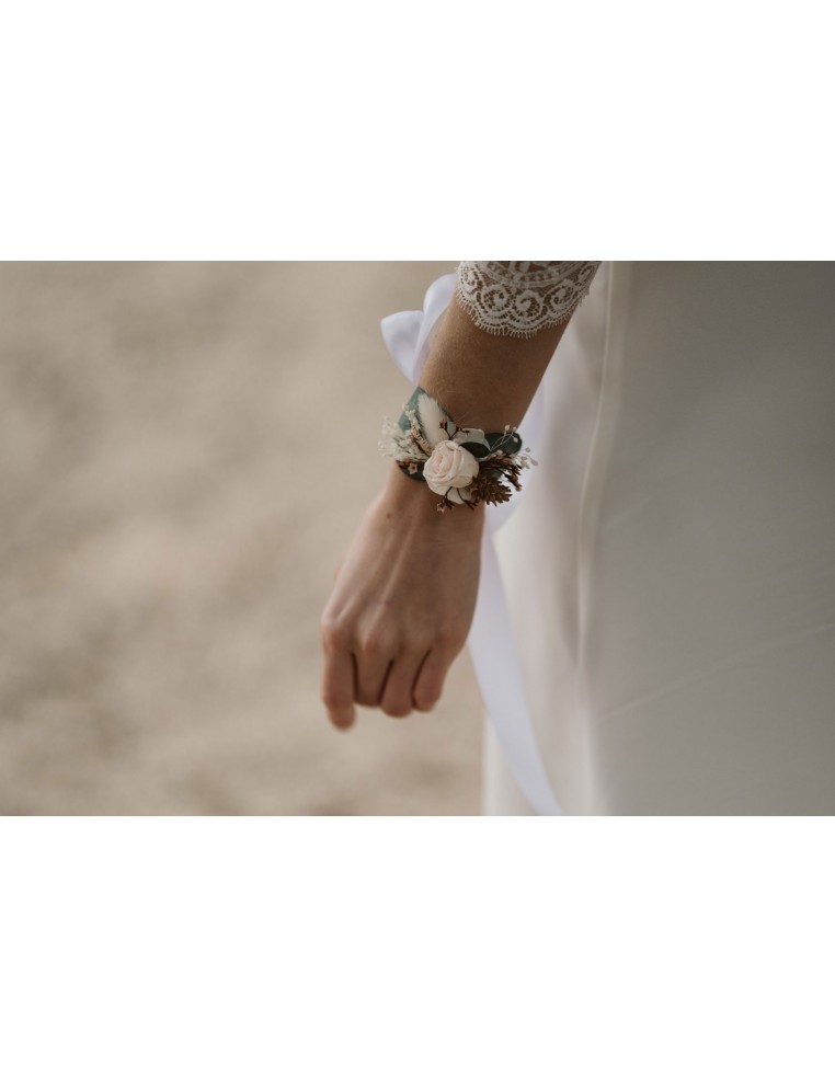 Bracelet mariée fleurs stabilisées - L'Atelier de Clotilde - Comptoir Doré