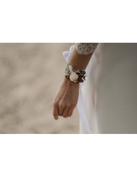 Bracelet mariée fleurs stabilisées - L'Atelier de Clotilde - Comptoir Doré