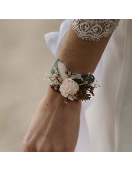 Bracelet mariée fleurs stabilisées - L'Atelier de Clotilde - Comptoir Doré