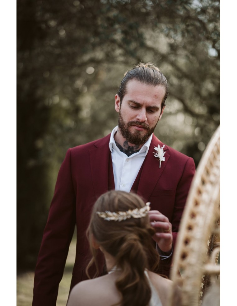 Boutonnière marié fleurs stabilisées - L'Atelier de Clotilde - Comptoir Doré