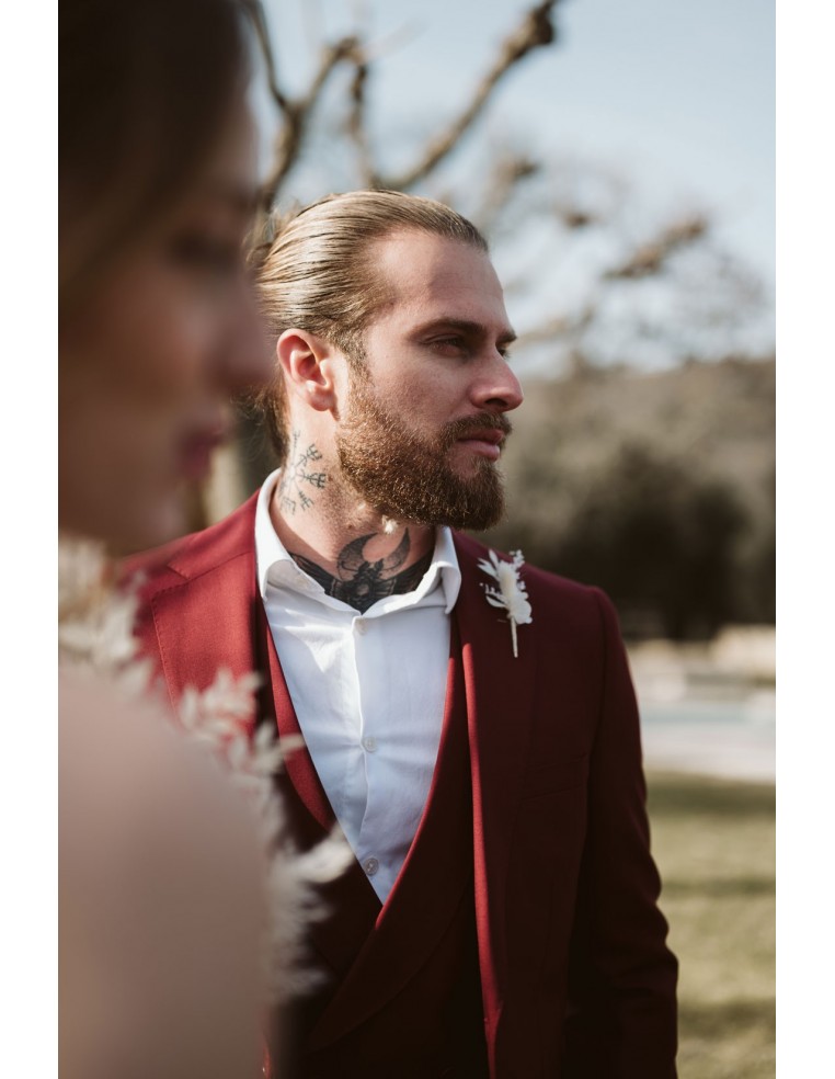 Boutonnière marié fleurs stabilisées - L'Atelier de Clotilde - Comptoir Doré