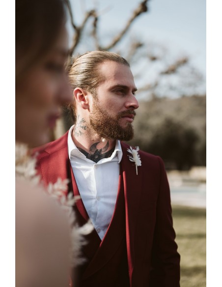 Boutonnière marié fleurs stabilisées - L'Atelier de Clotilde - Comptoir Doré