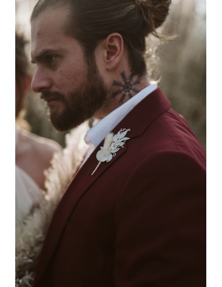 Boutonnière marié fleurs stabilisées - L'Atelier de Clotilde - Comptoir Doré