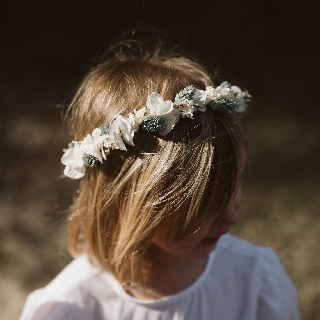 Couronne De Fleurs Pour Cheveux Enfant - 2 Pièces - Idéal Communion, Mariage, Fête - Blanc Avec Perles - Accessoire Cheveux Fille