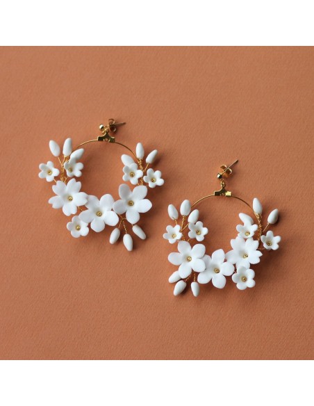 Créoles porcelaine froide Floraison - Coraly T - Les Perles de la Bastide