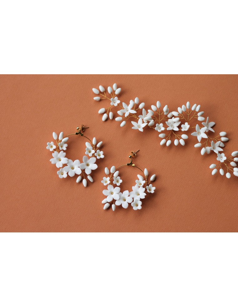Créoles porcelaine froide Floraison - Coraly T - Les Perles de la Bastide