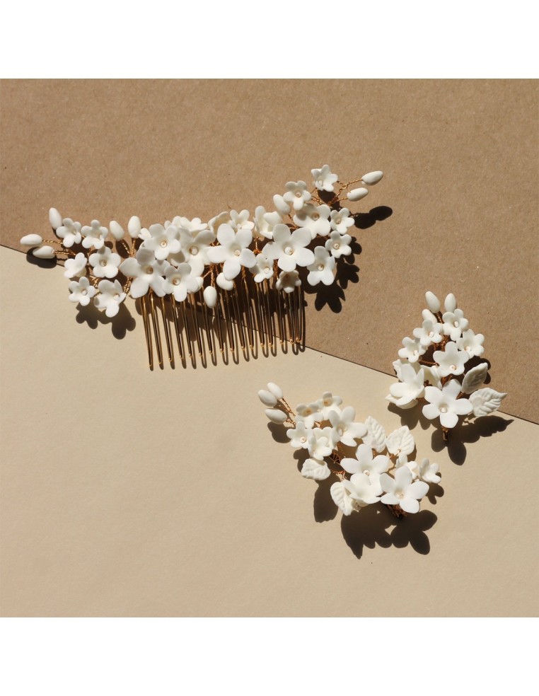 Pince mariée porcelaine froide Coraly T - Les Perles de la Bastide