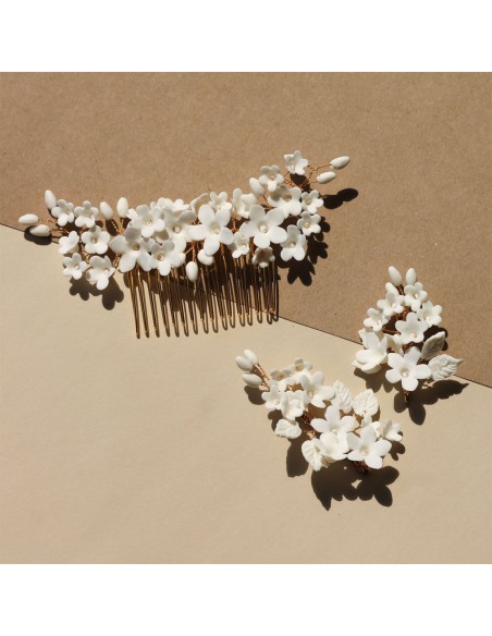 Pince mariée porcelaine froide Coraly T - Les Perles de la Bastide