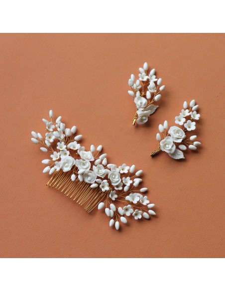 Boutonnière/broche porcelaine froide Coraly T - Les Perles de la Bastide
