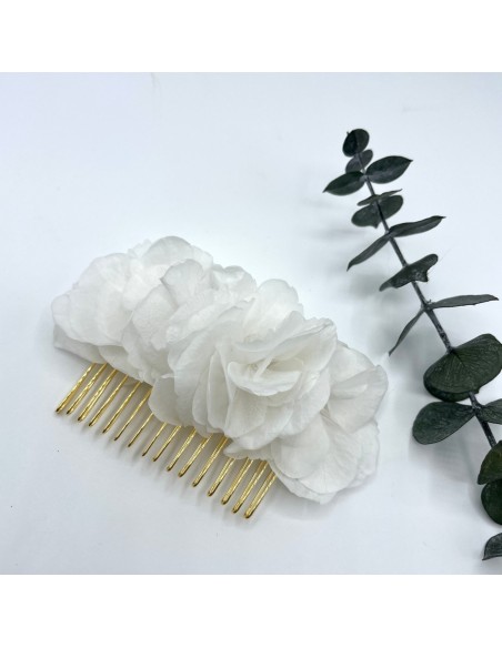 Peigne White - hortensias blancs stabilisés - BFlower - Comptoir Doré