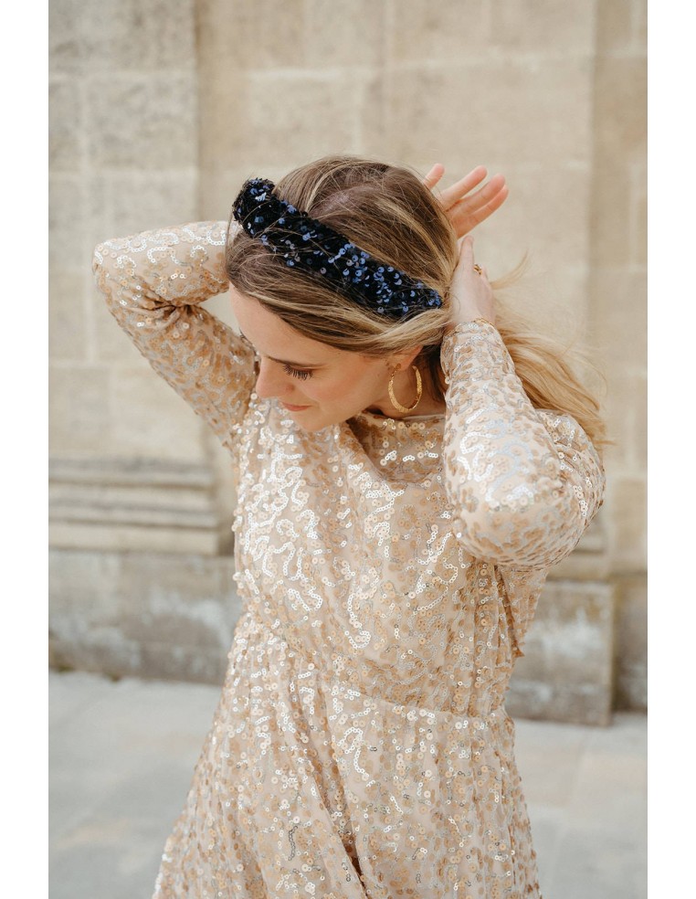 Serre-tête paillettes sequins bleu - L'Otarie Club - Comptoir Doré