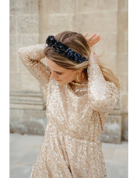 Serre-tête paillettes sequins bleu - L'Otarie Club - Comptoir Doré