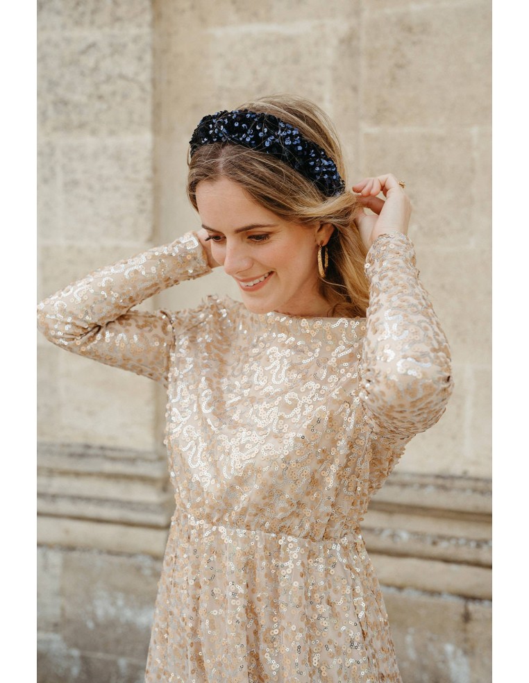 Serre-tête paillettes sequins bleu - L'Otarie Club - Comptoir Doré