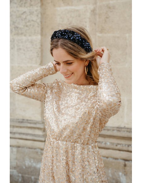 Serre-tête paillettes sequins bleu - L'Otarie Club - Comptoir Doré