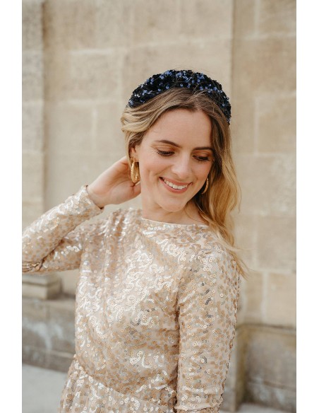 Serre-tête paillettes sequins bleu - L'Otarie Club - Comptoir Doré