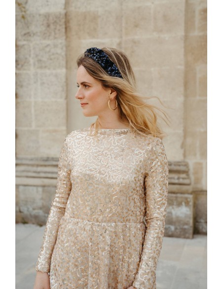 Serre-tête paillettes sequins bleu - L'Otarie Club - Comptoir Doré