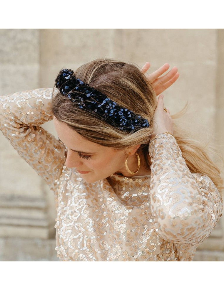 Serre-tête paillettes sequins bleu - L'Otarie Club - Comptoir Doré