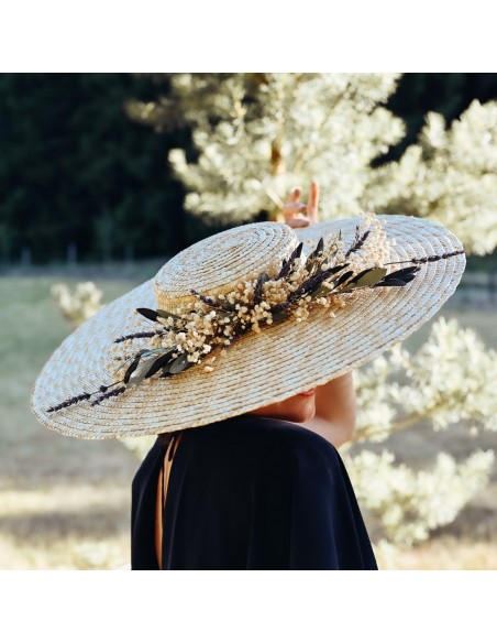 Capeline mariage paille & fleurs séchées - Bellemond - Comptoir Doré