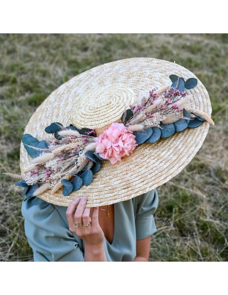 Capeline mariage paille & fleurs séchées - L'Atelier de Clotilde - Comptoir Doré