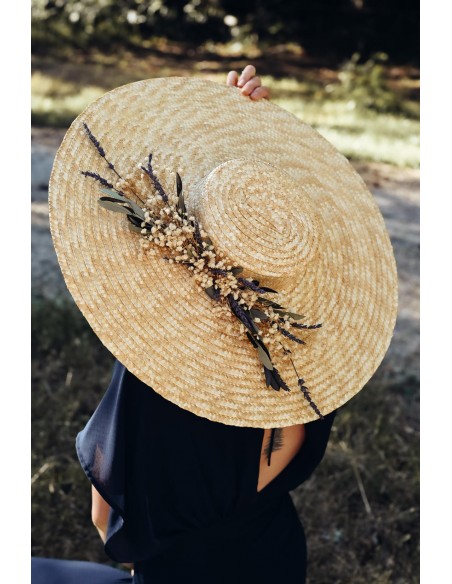 Capeline mariage paille & fleurs séchées - L'Atelier de Clotilde - Comptoir Doré