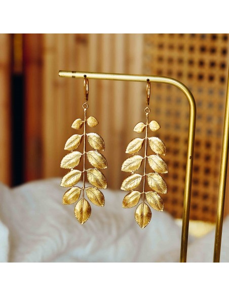 Boucles d'oreilles feuilles dorées - Comptoir Doré