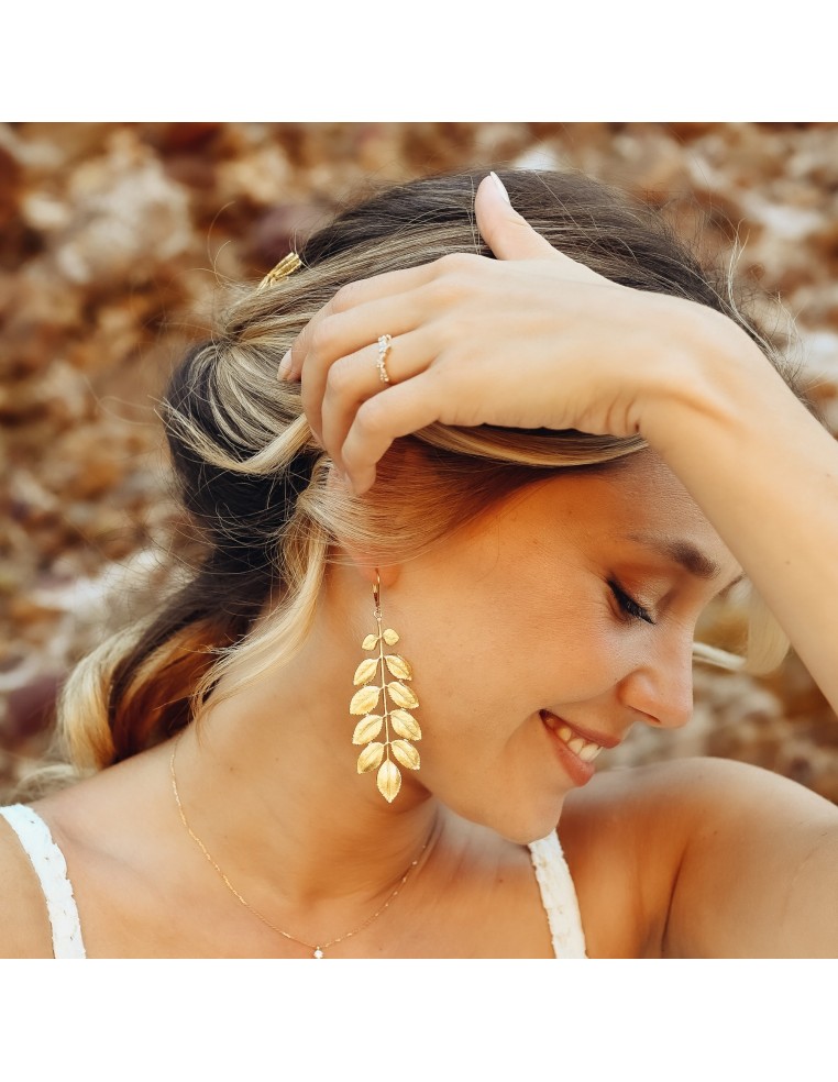 Boucles d'oreilles feuilles dorées - Comptoir Doré
