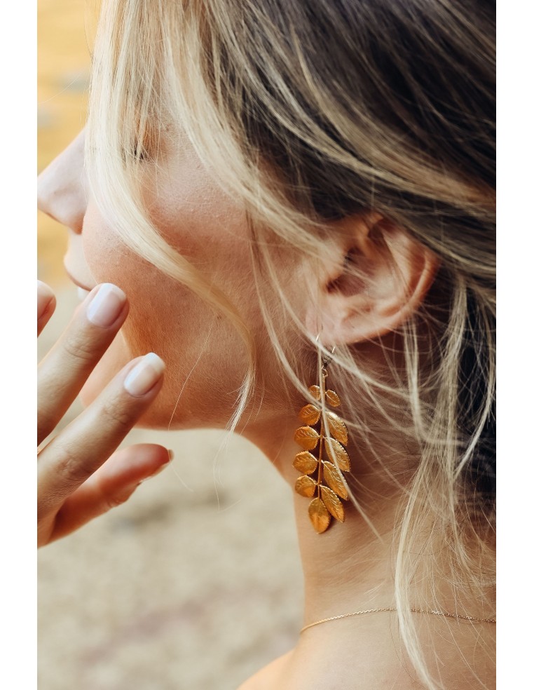 Boucles d'oreilles feuilles dorées - Comptoir Doré
