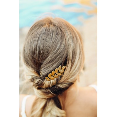 Paire de barrettes à cheveux vintage en métal doré délavé
