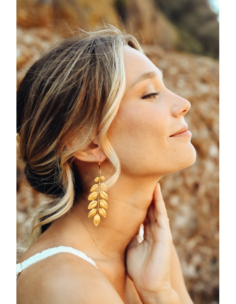 Boucles d'oreilles feuilles dorées - Comptoir Doré