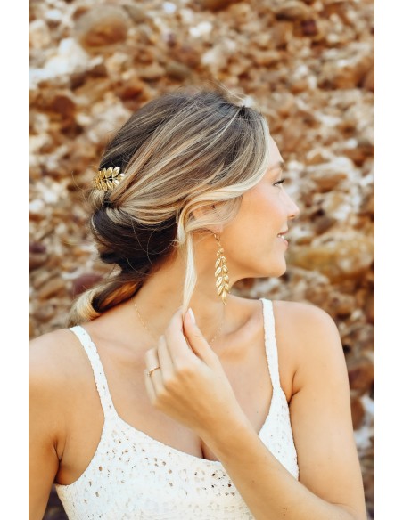 Boucles d'oreilles feuilles dorées - Comptoir Doré