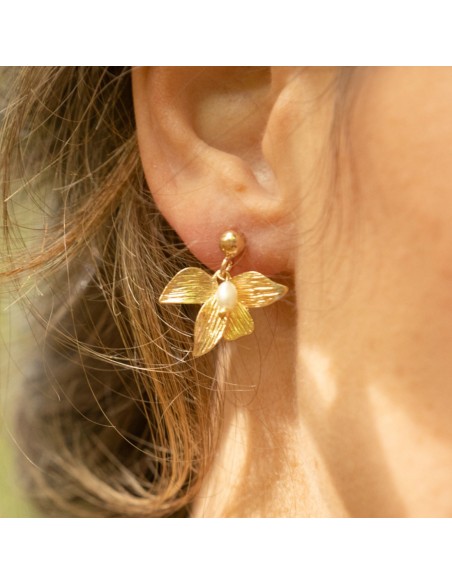 Boucles d'oreilles fleurs Flore - Comptoir Doré - L'Atelier de Clotilde