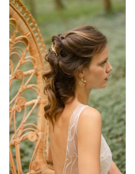 Peigne à cheveux feuille et perles Zeus - Comptoir Doré - L'Atelier de Clotilde