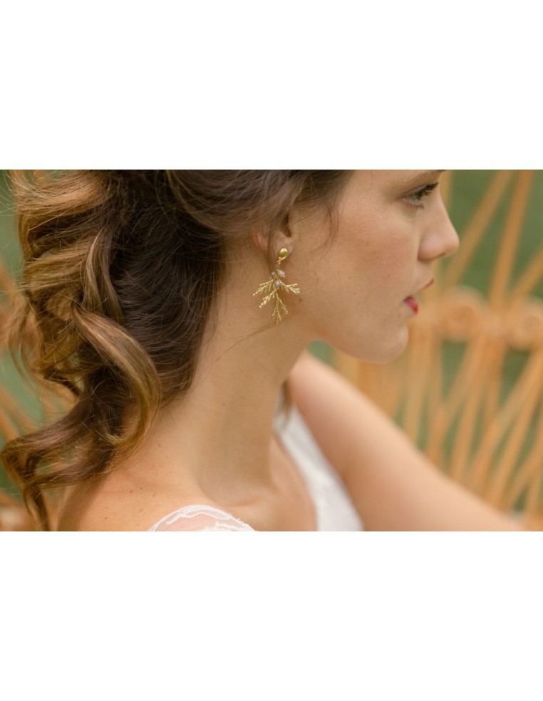 Boucles d'oreilles feuille Zeus - Comptoir Doré - L'Atelier de Clotilde