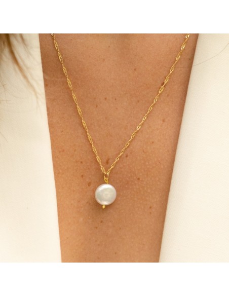 Collier perle plate Charline - Comptoir Doré - L'Atelier de Clotilde