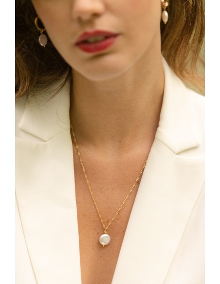 Collier perle plate Charline - Comptoir Doré - L'Atelier de Clotilde