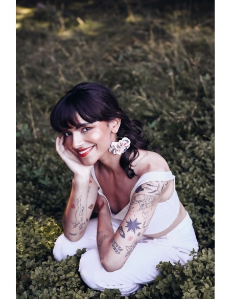 Créoles fleurs séchées roses - L'Atelier de Clotilde - Comptoir Doré