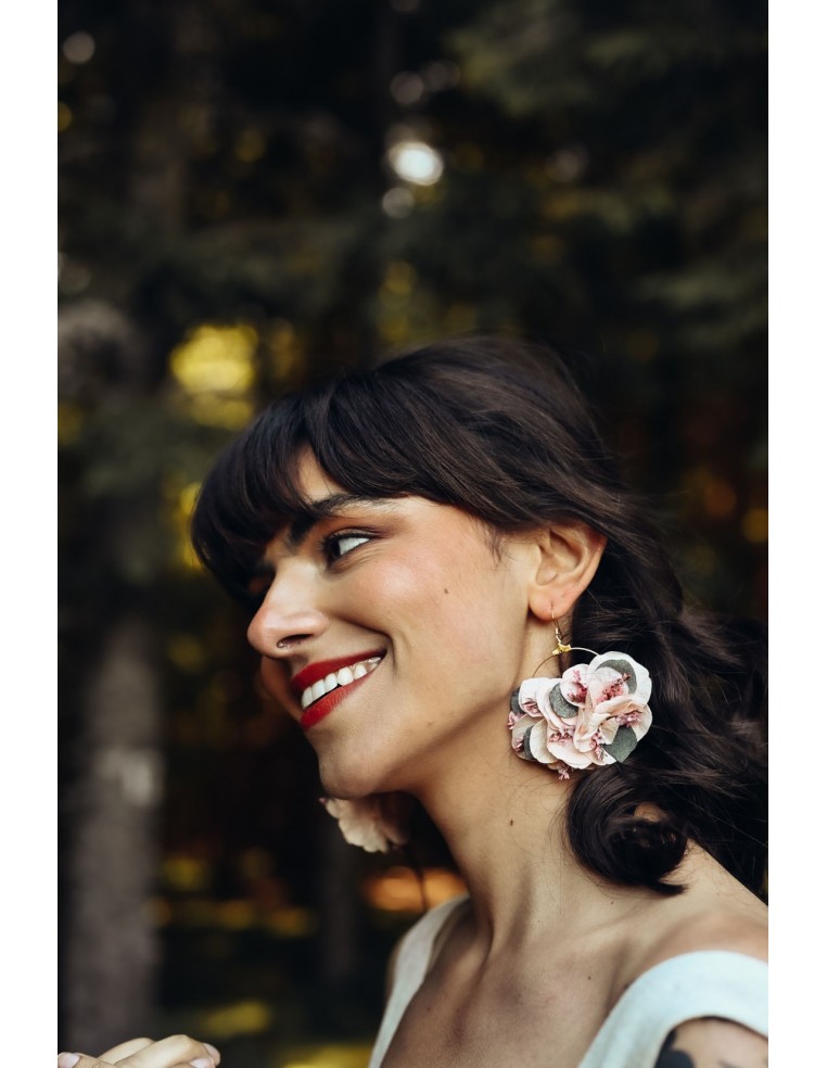 Créoles fleurs séchées roses - L'Atelier de Clotilde - Comptoir Doré