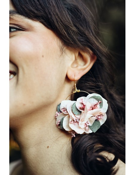 Créoles fleurs séchées roses - L'Atelier de Clotilde - Comptoir Doré