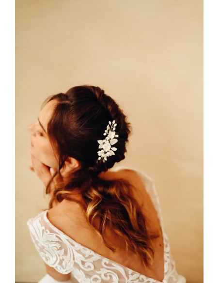 Peigne mariée porcelaine froide - Les Perles de la Bastide - Comptoir Doré