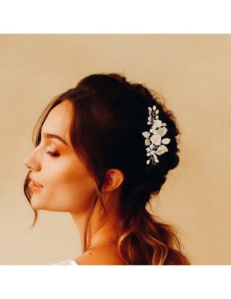 Peigne mariée porcelaine froide - Les Perles de la Bastide - Comptoir Doré